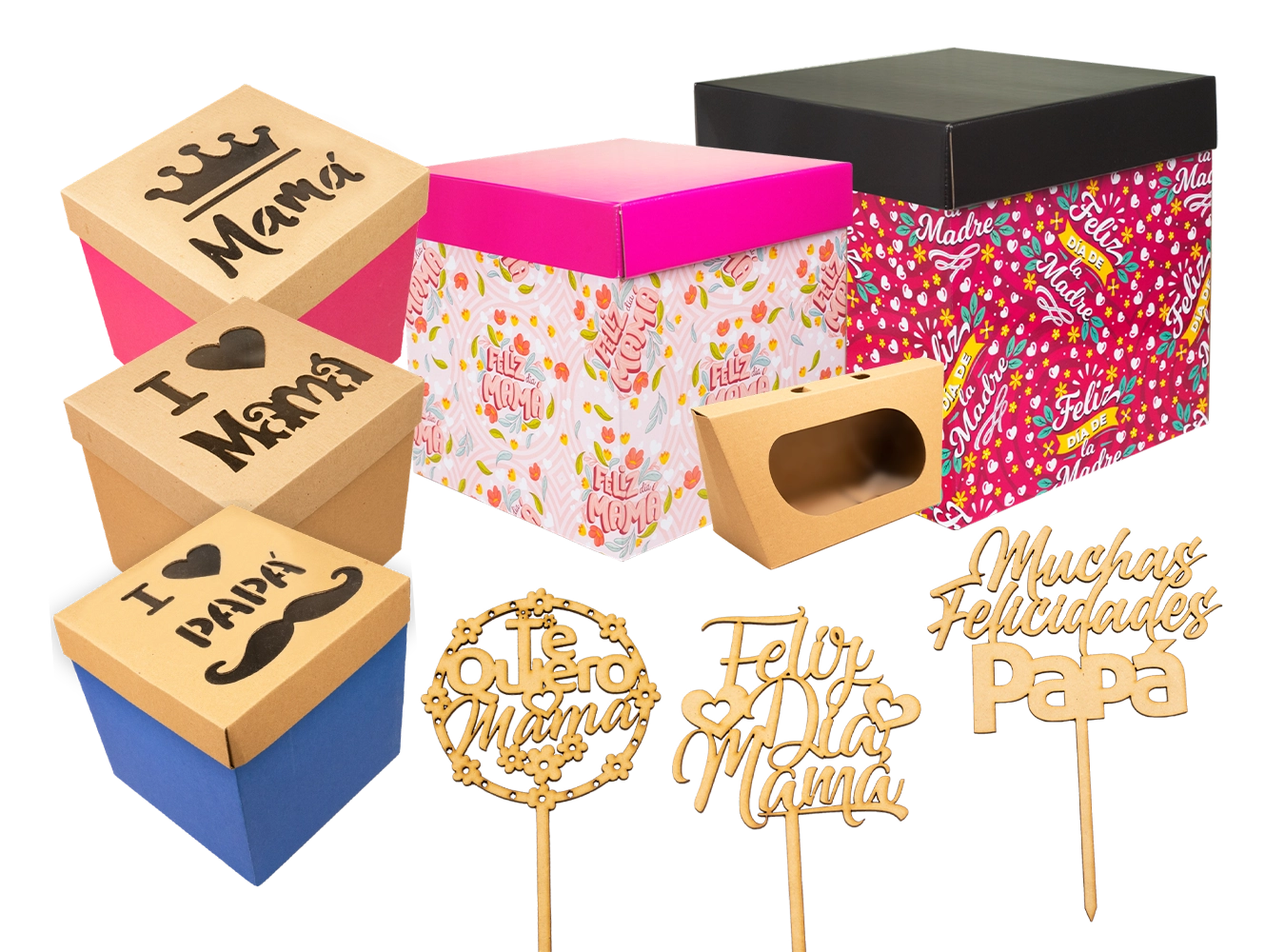 Picks, cubos y cajas regalo para Día de la Madre y del Padre