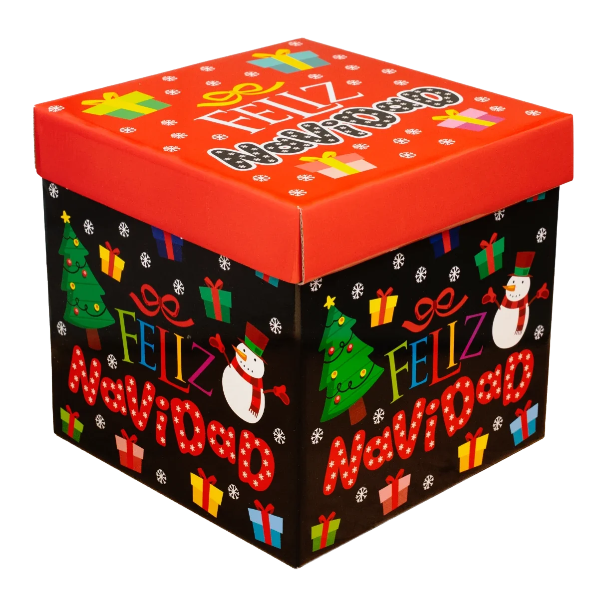 Cubo decorado navideño 5140 D-58 Feliz Navidad (negro)