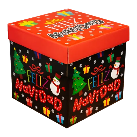 Cubo decorado navideño 5140 D-58 Feliz Navidad (negro)